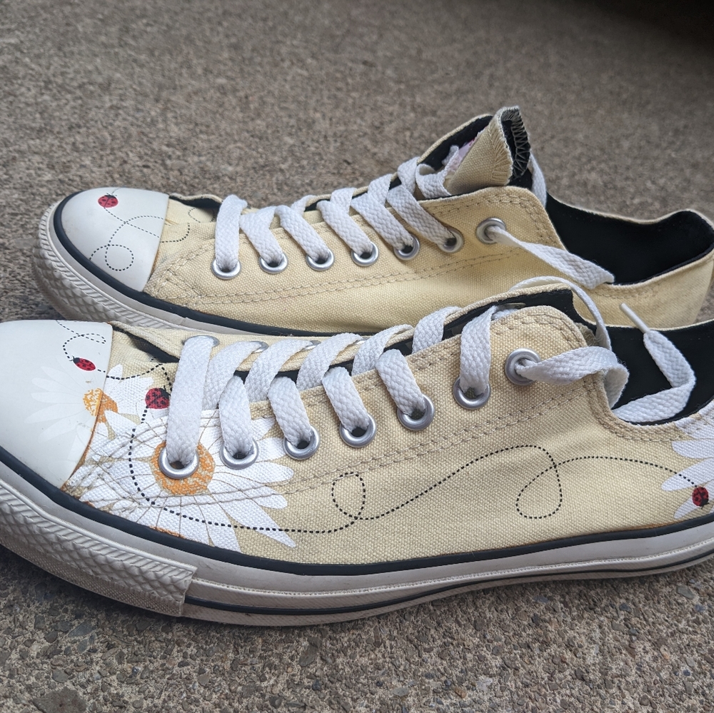 Women's Daisy Ladybug Converse Canvas Sneakers Size 11